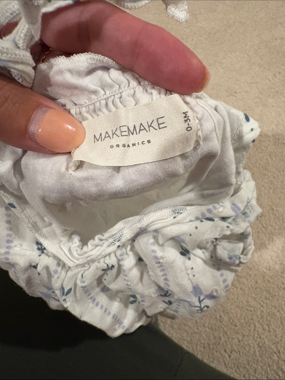 Makemake Organics White Floral Baby Romper Bottoms